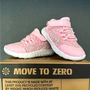 Nike Free RN 2021 "Pink Foam/Metallic Silver/White" Toddler Girls' Shoe SIZE 7C